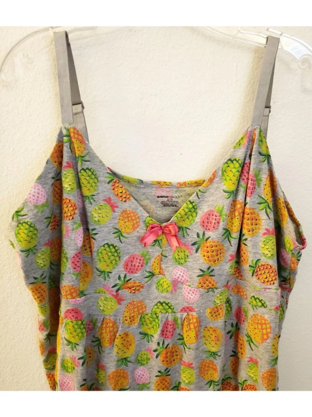 Avenue Body PIneapple Print Cotton Blend Tank Dress/Chemise Sz 22/24 EUC